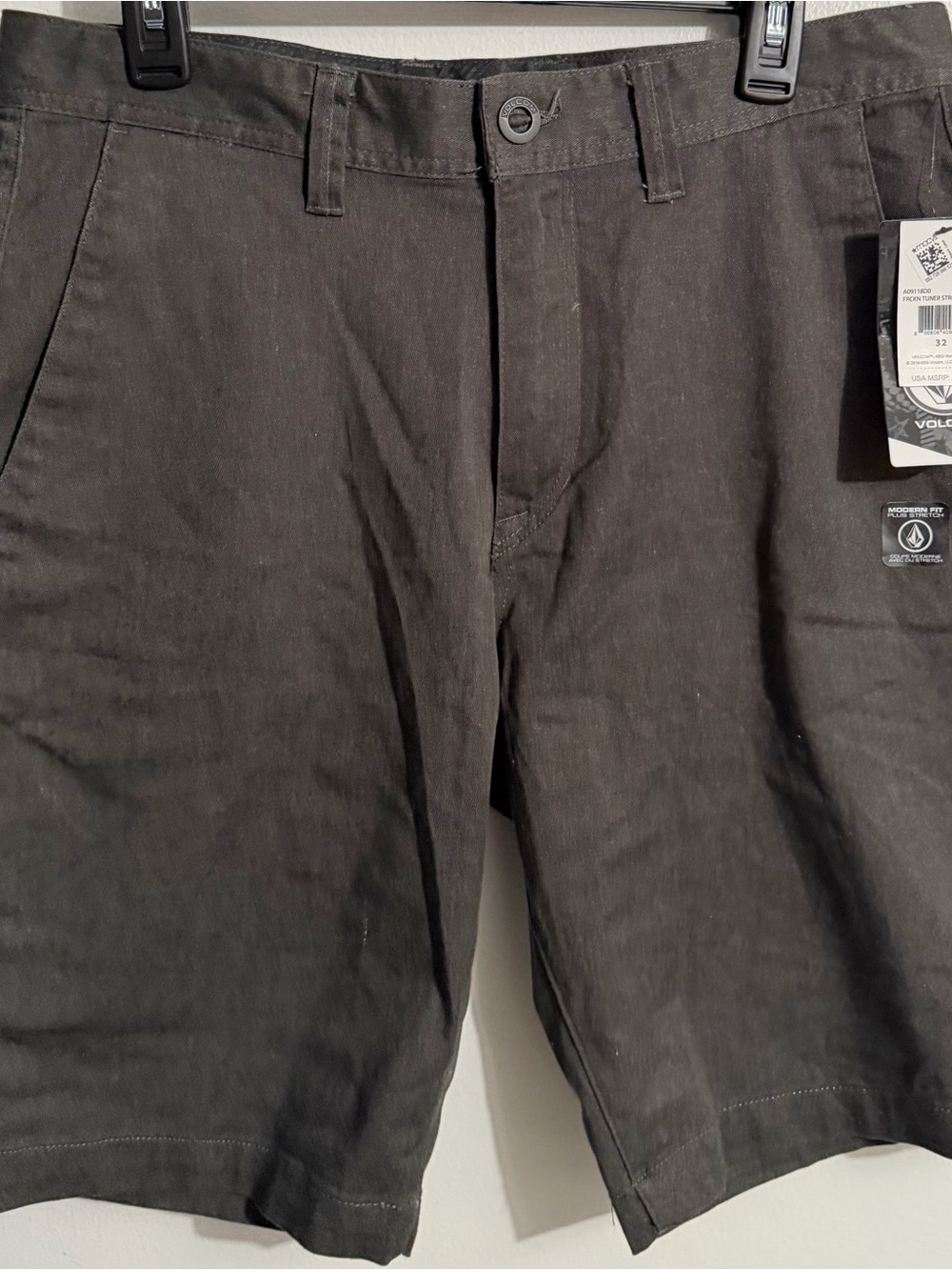 Volcom Men’s Dark Charcoal Flat Front Shorts